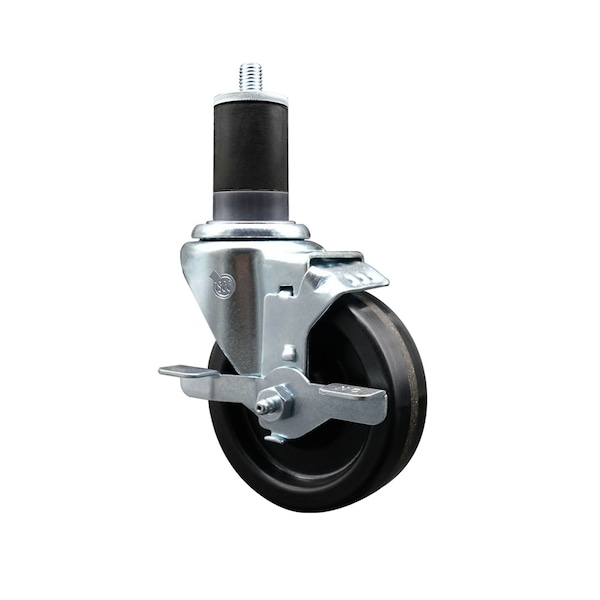 Service Caster 4'' SS Phenolic Swivel 1-5/8'' Expanding Stem Caster with Brake SCC-SSEX20S414-PHS-TLB-158 - main
